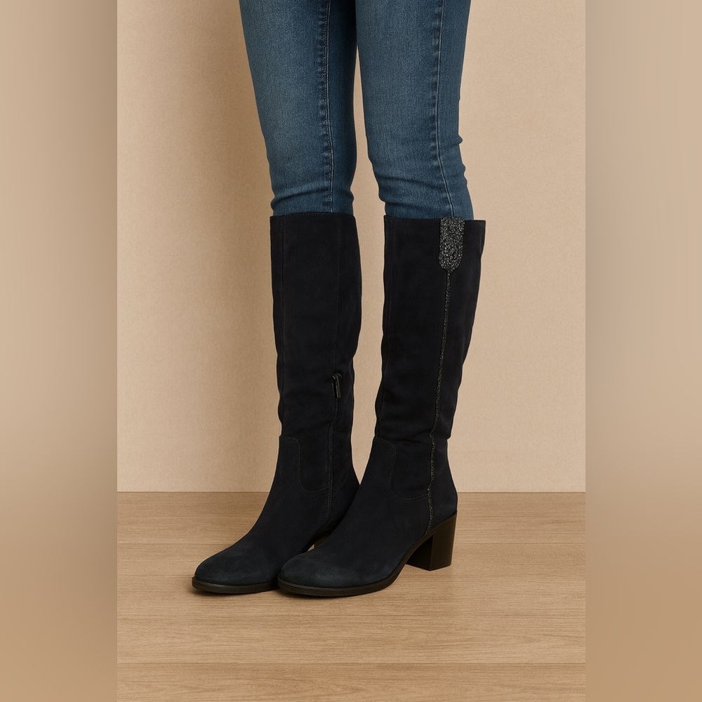 Alberto Gozzi black knee high boots with sparkle detail